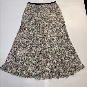 Promod Cream and Black Patterned A-Line Skirt